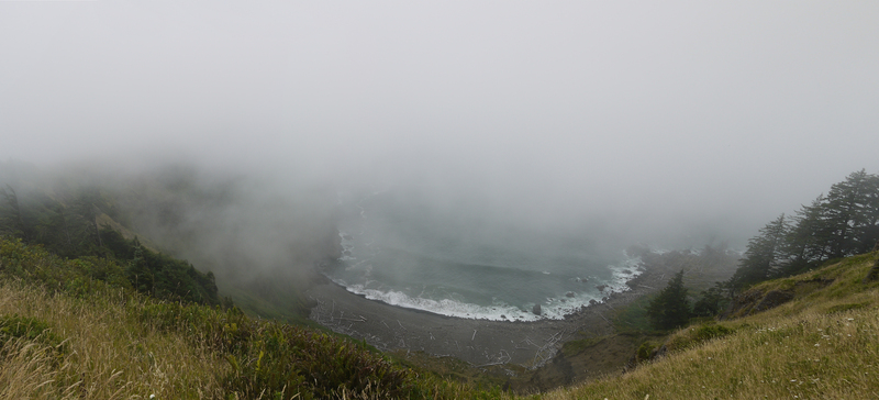 Looking down into a coastal setting